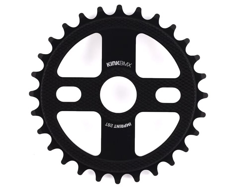 Kink Imprint BMX sprocket, Matte Black, 4-spoke design