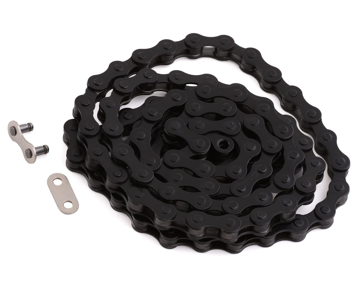 KMC S1 single-speed BMX chain in black with 112 links and a reusable master link connector.