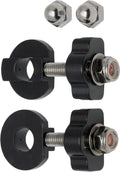 Pair of black DMR chain tugs for 14mm dropouts with silver hardware and 10mm axle adaptors.