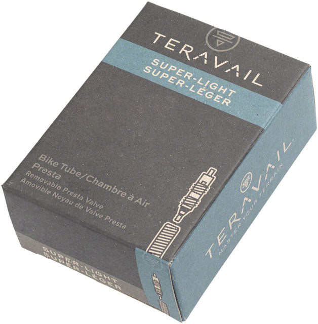 Teravail Superlight bike tube packaging, 20in, 32mm Presta