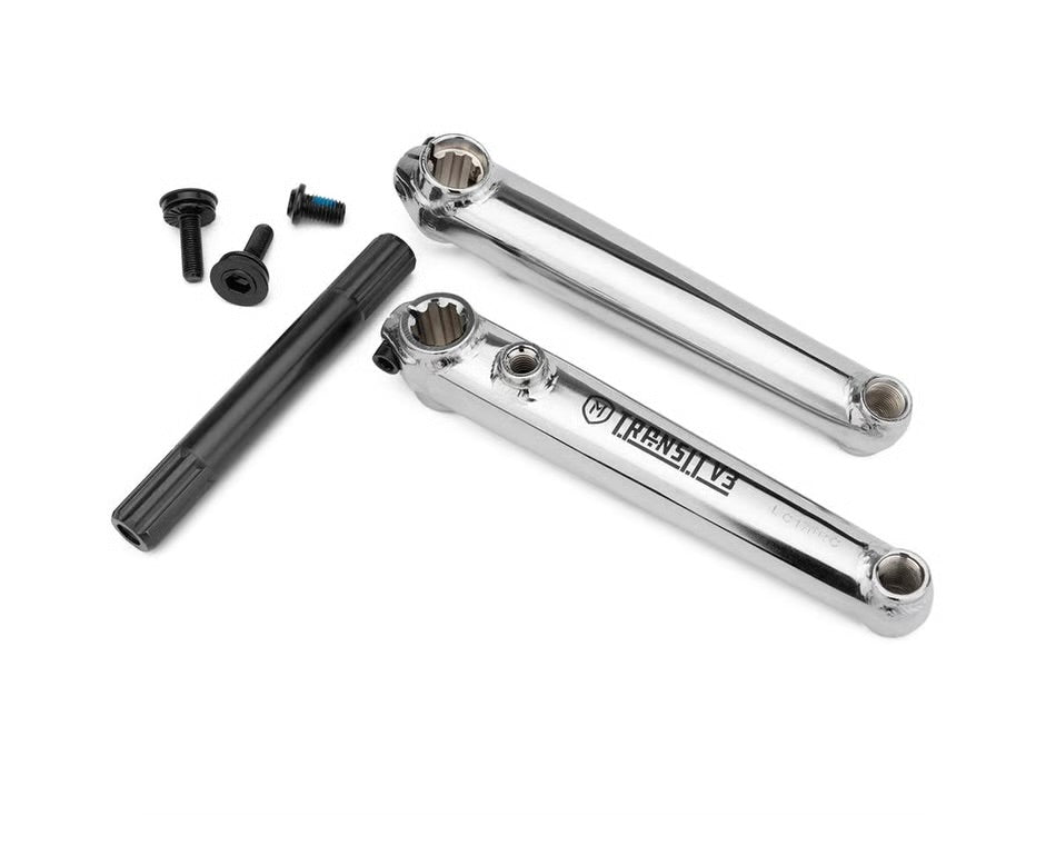 Mission Transit V3 chrome 3-piece chromoly BMX cranks with 19mm spindle and hardware.