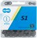 KMC S1 brown single-speed bicycle chain with 112 links in its original blue and white retail packaging.