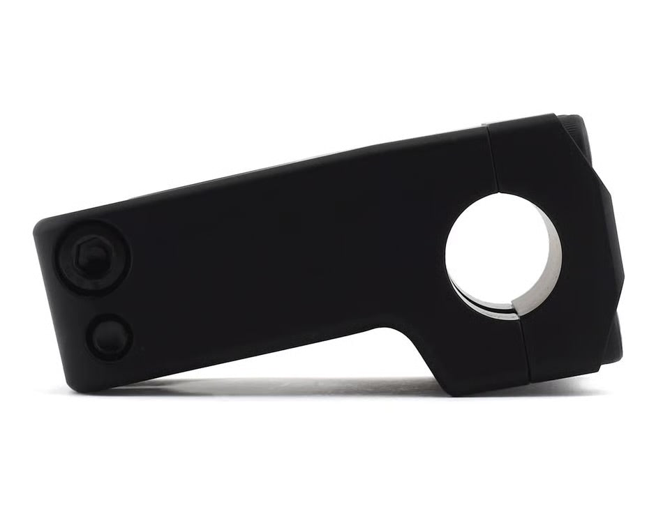 S&M Shredneck 50mm frontload BMX stem in black, CNC machined from 6061 aluminum with a sleek, hollowed-out design.