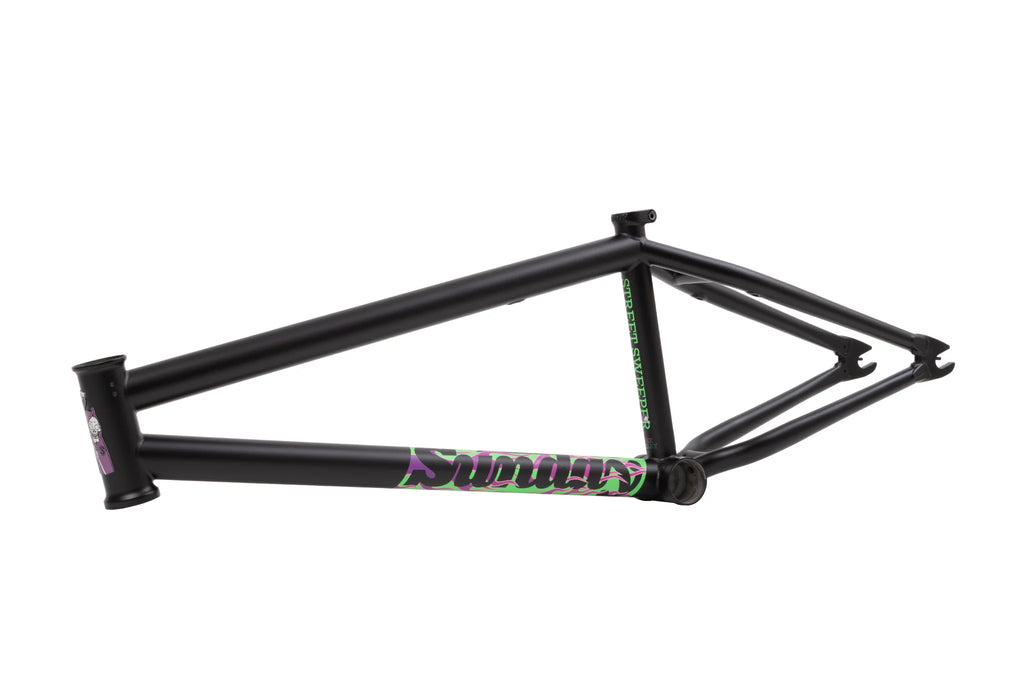 SUNDAY STREET SWEEPER FRAME 20.75” TT
Matte Black w/Purple and Green Flames