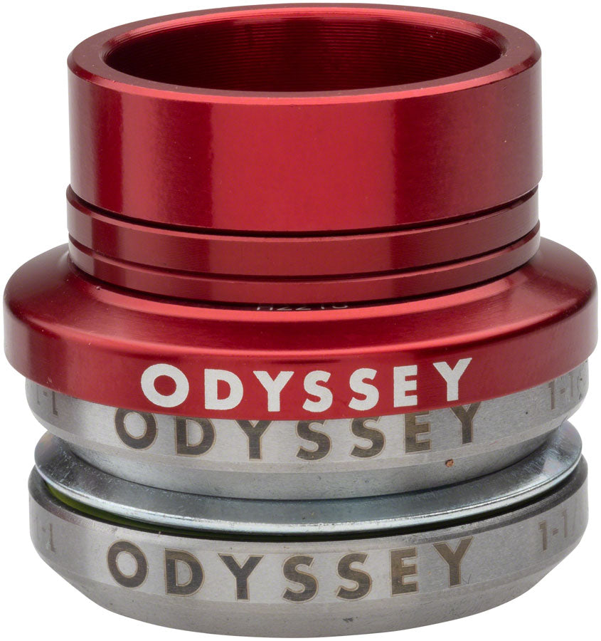 Odyssey Pro integrated headset in anodized red, 1-1/8 inch, with color matched spacers