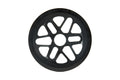 Odyssey La Guardia BMX sprocket in black with integrated full chain guard, front view